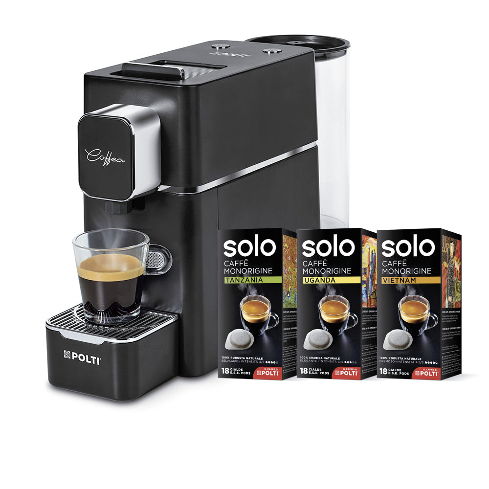 Polti Coffea S15B con kit de degustación que incluye 54 cápsulas