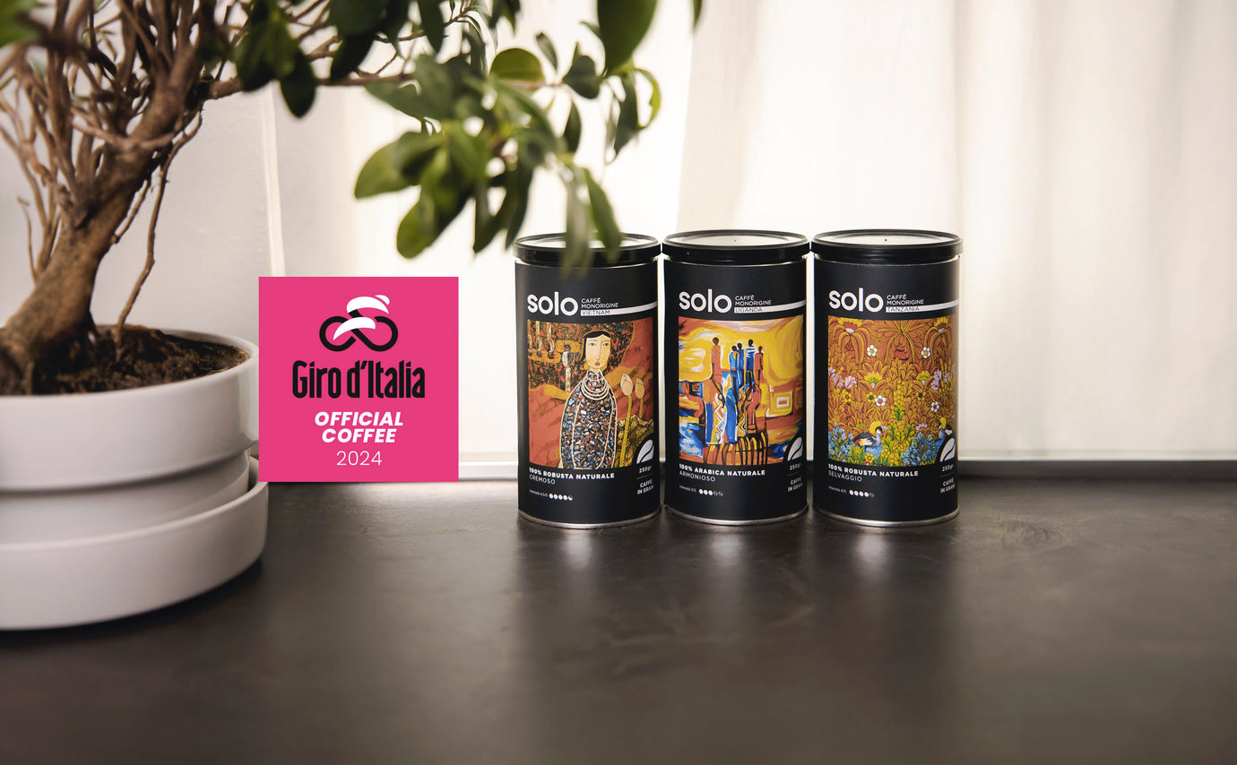 SOLO Caffè Monorigine es el café oficial del Giro de Italia: desde mayo, además de las monodosis ESE compostables, también está disponible en grano.